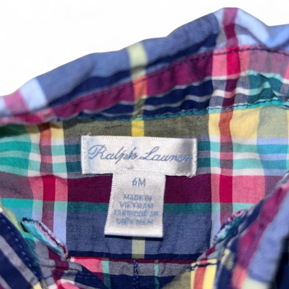 Polo Ralph Lauren Baby Boys Plaid Cotton One-Piece | Size 6M | Like New